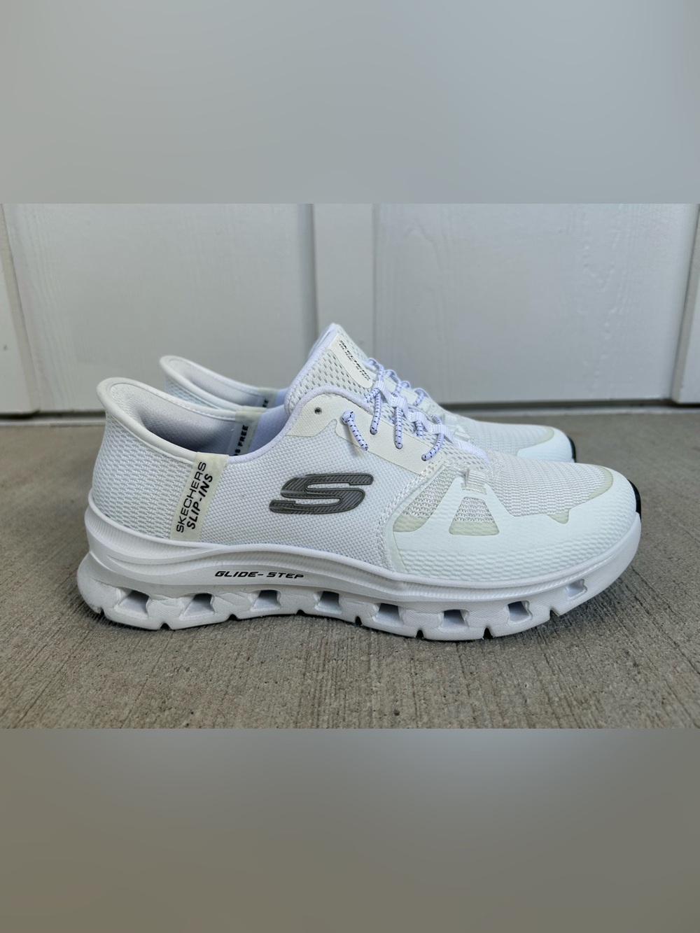 Skechers White Glide-Step Slip-On Athletic Sneakers